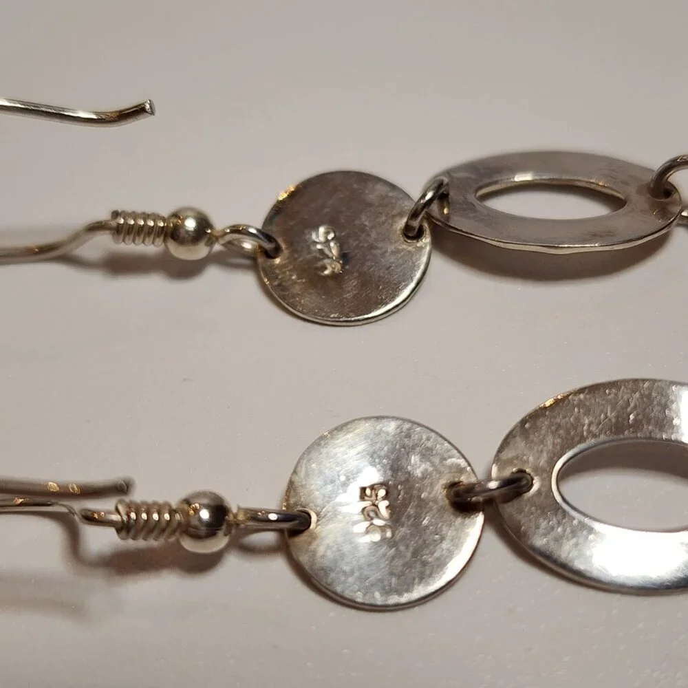 925 Silver Hammered Smokey Quartz Dangle Earrings